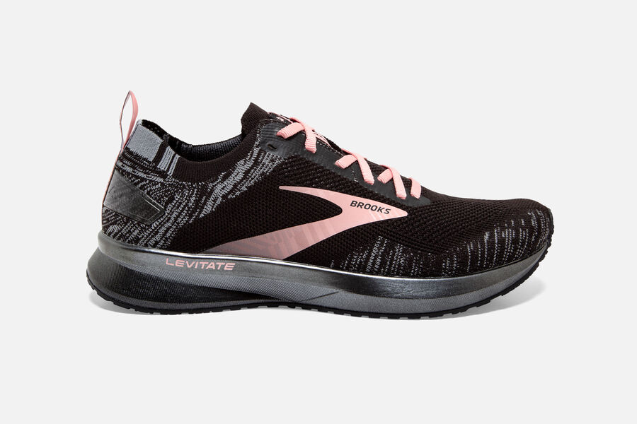 Brooks Women's Levitate 4 Road Running Shoes Black/Grey/Coral WNZT-31746